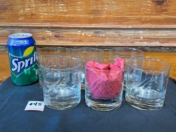 Set Of 6 Tall Ship/Schooner Rocks 'Old Fashioned' Bar Glasses