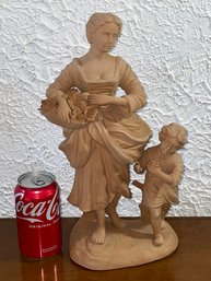 Woman With Child - Intricate Vintage Terracotta Sculpture