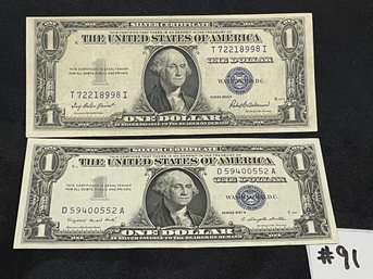 2 Silver Certificates 1935-F & 1957-A Excellent Condition U.S. Currency