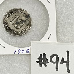 1905 German Empire 5 Pfennig Antique Coin