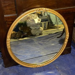 Antique 35' Diameter Gold Frame Mirror