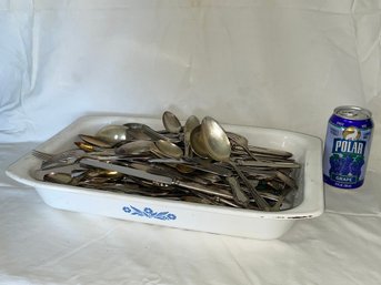 Over 100 Pieces Silverplate Flatware & Corning Ware Baking Dish