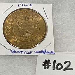 1962 Seattle World's Fair Space Age One Dollar Token, Coin - Century 21 Exposition