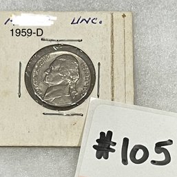 1959-D Jefferson Nickel, Uncirculated U.S. Coin