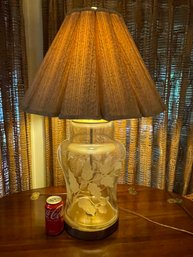 Etched Glass Thistles Table Lamp #4 Ethan Allen - Vintage