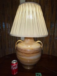 Large Double Handle Art Pottery Urn Table Lamp #6