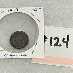 1919 Canada 10 Cents Antique Silver Coin