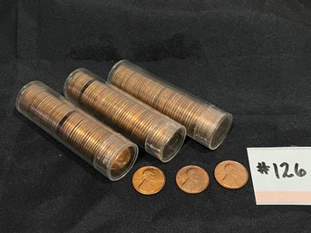 1972 Pennies P, D, S (3 Rolls) Uncirculated