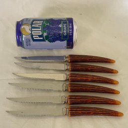 Set Of 6 Faux Bone Handle Steak Knives By Regent - Sheffield, England