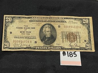 $20 New York Federal Reserve Bank 1929 National Currency Bank Note