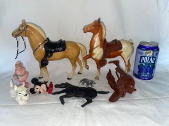 Vintage Plastic Toys Lot - Hartland Horse & More