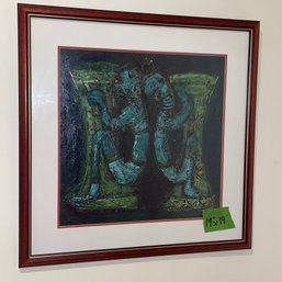 'Pantomime' Malaysian Ethnic Abstract Framed Oil Painting - BARANG BARANG