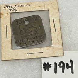 1972 Norden Rabies Vaccine - Vintage Dog Tag