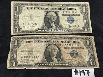 (Lot Of 2) 1935 Silver Certificates - Vintage American Bank Notes, Currency