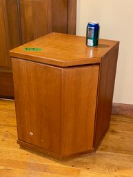 Nightstand/Lamp Table With Unique Opening Cabinet Door