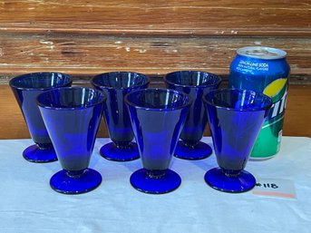 Set Of 6 Cobalt Blue Cocktail Glasses - Vintage
