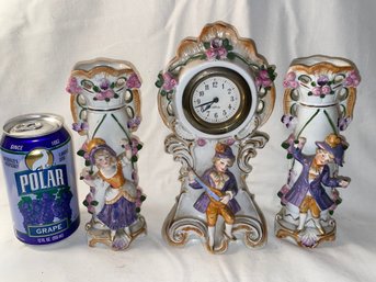 Antique German Porcelain Clock And Vases - Germany