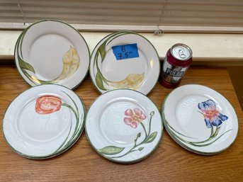 Set Of 8 Floral Design Plates - Pier 1