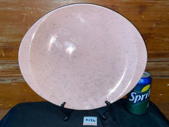 Pink & Black 'Spider Web' Mid-Century Platter/Cake Plate