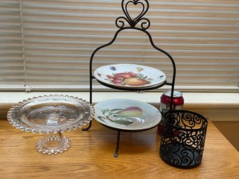 Metal Plate Stand, Glass Cake Pedestal, Yankee Candle Jar Sleeve