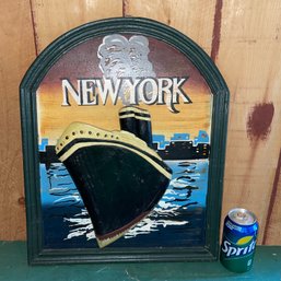 Vintage Style New York Steamship Wood Wall Plaque