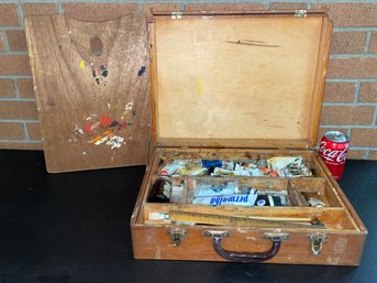 Vintage Artist Painter's Box - Palette, Brushes, Paint