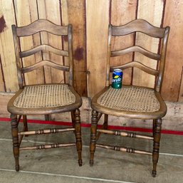 Pair Of Caned Seat Antique Chairs