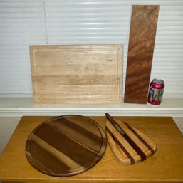 Lot Of Wood Cutting Boards & Lazy Susan With Studio Nova (Italy) Platter