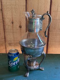Silverplate/Glass Coffee Carafe With Warming Base