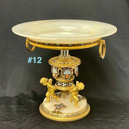 Antique 19th C. French Centerpiece - Champleve Enamel, Ormolu, & Onyx