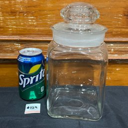 Large Glass Canister With Ground Glass Stopper Lid