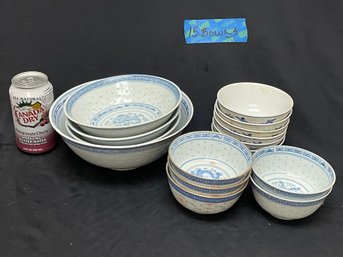 15 Blue & White Asian Rice Bowls