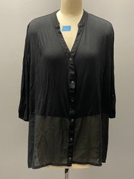 August Silk Women's Blouse - Size XL Black Shirt