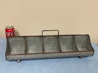 Galvanized Metal 10 Compartment Caddy/Serving Trough - Farmhouse Shabby Chic
