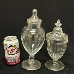 (2) Vintage Apothecary Style Glass Jars