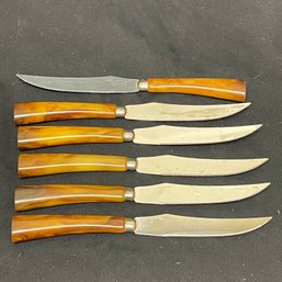 (Set Of 6) E. Parker & Sons Steak Knives Bakelite Handles - Sheffield, England