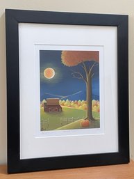 JD Logan Framed Folk Art Print 'Harvest Moon' Signed & Numbered