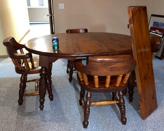 Wood Dining Table (With Leaf) & 4 Chairs VINTAGE