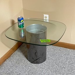 Unique Glass Top Table With XEROX Steel Drum Base