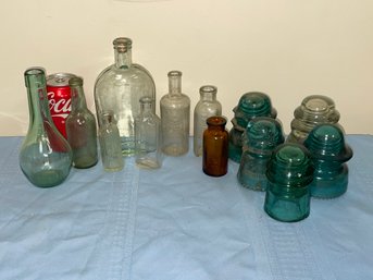 Lot Of Vintage Glass Bottles & Insulators