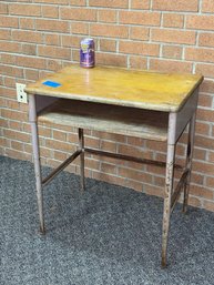Vintage School Desk #2 Metal Base, Wood Top RUSTIC INDUSTRIAL