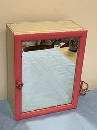 Shabby Chic Medicine Cabinet With Mirror Door & Cup Holder VINTAGE