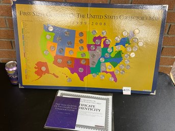 Complete 50 U.S. State Quarters Set In Collector's Map