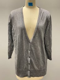 Silver Metallic Old Navy Cadigan Sweater, Size XL