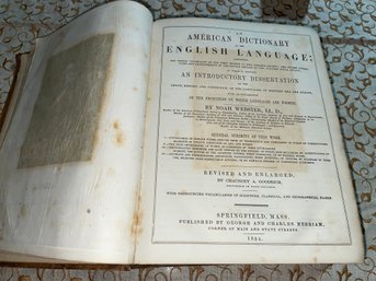 1854 Antique Webster Dictionary #109