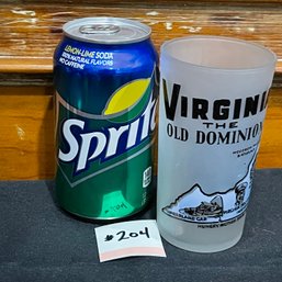 Virginia 'The Old Dominion' Souvenir Frosted Glass VINTAGE