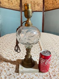 Glass Table Lamp With Marble Base