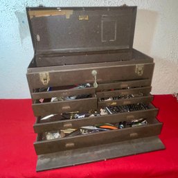 Vintage Kennedy Metal Machinist Chest, Toolbox With Contents