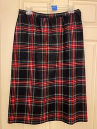 Vintage Pendleton Wool Skirt - Authentic Black Stewart Tartan - Size 14