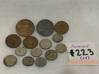 (Lot Of 14) Vintage Sweden Coins - Old Foreign Money